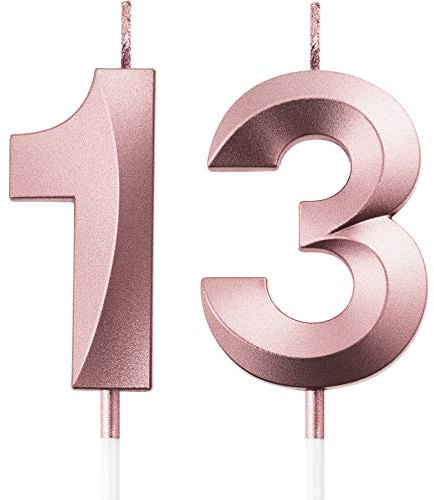 BBTO 13. Geburtstag Kerzen Kuchen Nummer Kerzen Alles Gute zum Geburtstag Kuchen Topper Dekoration für Geburtstag Party Hochzeit Jahrestag Feier Lieferungen (Rose Gold)