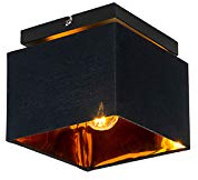 Qazqa Modern Deckenleuchte, Deckenlampe - Vt - Schwarz Gold, Quadratisch, 17cm, Ideal als Flur, Schlafzimmerlampe und Wohnzimmerlampe