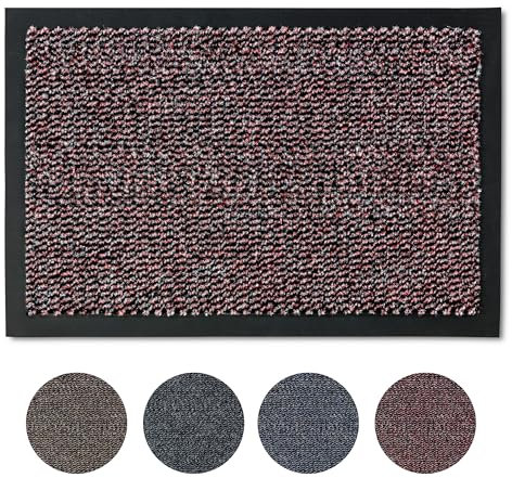 Carpido Fußmatte 90x150 cm für den Innenbereich - Türvorleger schnelltrocknend - Rutschfester Sauberlauf rot - Schlichter Fußabstreifer