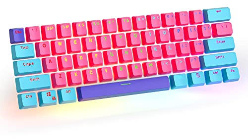 CJXSP PBT 61 Tastenkappen 60 Prozent, Gaming-Tastenkappen OEM-Profil Hintergrundbeleuchtetes Tastenkappen-Set für 60 Prozent Cherry MX Mechanische Tastatur, nur Tastenkappen (Zhi)