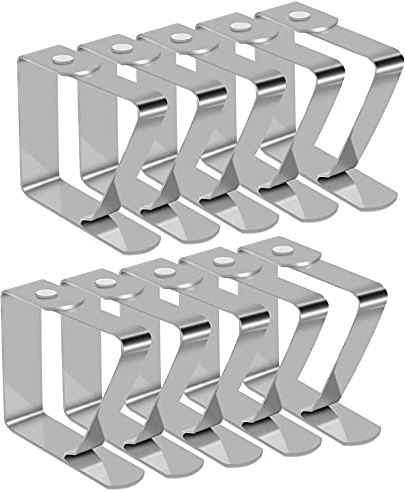 HONGECB Tischdeckenklammer, Tischtuchhalter, Edelstahl Tischtuch Klammer, Tischtuch Klammer Draussen, für Garten, Picknicks, Hochzeiten, Party, Küche Restaurant und Küche usw (10er - Edelstahl)