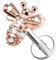 AWAKEN Boucles d'oreilles lobe Clous en forme d'animal avec cristaux cartilage/hélice/tragus en acier chirurgical 316l (abeille en or rose)