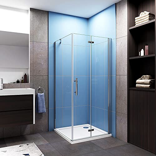 Aica Sanitär Duschabtrennung 100x100cm Duschkabine Duschtür Nischentür Falttür NANO GLAS Dusche