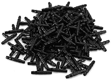 Barbed Tee Connectors Drip Irrigation, 100PCS 4/7 mm Universal T- Pipe Barb Hose Fitting Joiner, Drip Irrigation Joint Micro Spray Irrigation Joint for Watering Systems Garden Tool