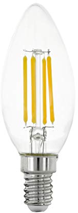 EGLO E14 LED Lampe, Glühbirne klassisch in Kerzenform, Leuchtmittel Kerze für Retro Beleuchtung, 4 Watt (entspricht 40 Watt), 470 Lumen, warmweiß, 2700 K, Edison Birne C35, Ø 3,5 cm
