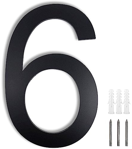 Meision Hausnummer Anthrazit Edelstahl Hausnummer RAL 7016 Feinstruktur Pulverbeschichtet aus Massivem Schrift Arial Mit Schrauben Höhe 20cm - Ziffer 6/9