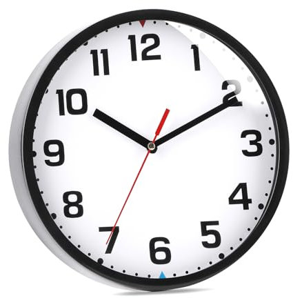 Wall Clock 8.5 Inch Battery Operated Silent Non-ticking Wall Clock Modern Quartz Design Decorative Indoor Kitchen Office Black