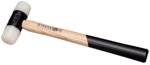 STROXX® Nylonhammer mit Eschenstiel |32/40mm| Lederhammer | Schonhammer | Werkzeug | für sensible Oberflächen | mit Metallverbindung (Gr. 5-40mm)
