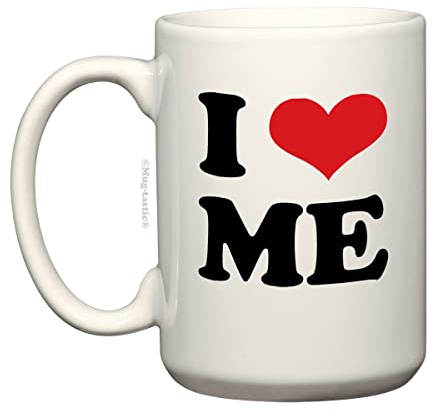 I Love Me - Love Heart - Large 15 Ounce El Grande - Funny Ceramic Coffee Mug