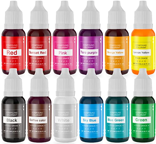 Food Coloring Liquid Eggs Dye Set - 12 Color Food Grade Food Color Edible Neon Cake Food Colorant for Cake Decorating Icing Cookies Supplies Kit, Slime Coloring, Fondant, 0.35 Fl. oz/Bottles