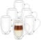 Wilmax | Vasos térmicos de doble pared con asa, vaso de café, juego de vasos latte macchiato, vasos de capuchino, vasos de té, vasos para beber, tazas térmicas, 6 unidades, 300 ml