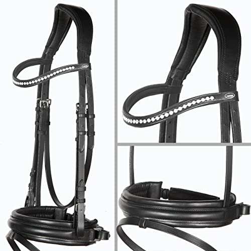 Heinick Trense Motion breites RH Schwarz Diamond Schnallen oder Zaumhaken Warmblut 9 Stirnriemen