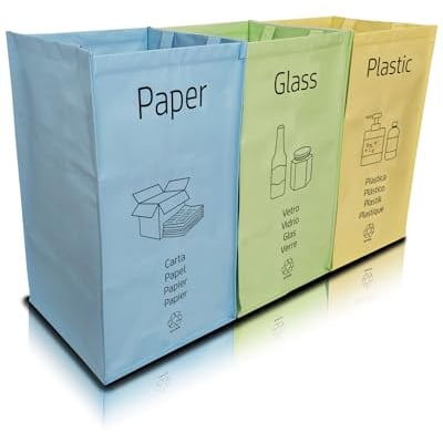 NYIKA - Mülltrennsystem 3fach - Recycling System - Mülltrennsystem - Altpapier Sammler - Mülltrennung - Mülltrennsysteme - Flaschensammler Leergut