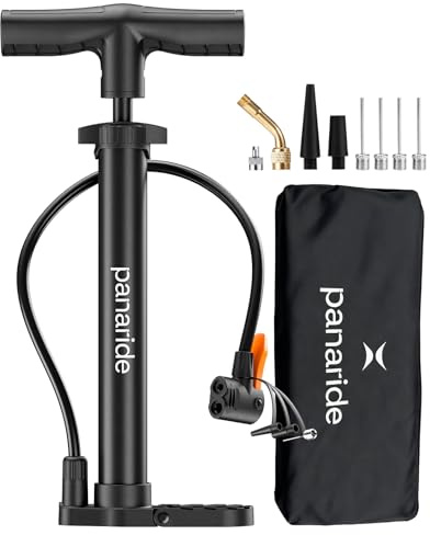 Bike Pump Floor, Advanced Bike Tire Inflator, Bicycle Hand Air Pump with Dual Presta and Schrader Valves, Handheld Pump, Suitable for Road and Mountain Bikes, Baby Stroller, Balls (Portable)