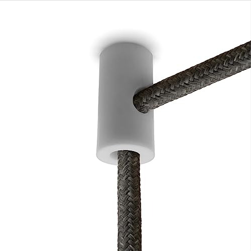 AMARCORDS – 5 Deckenpins für Lampen und Aufhängungen. Deckenhaken mit vertikaler Absenkung und sichtbarer Kabelverstellung – Elektrokabel-Dezentralisierung in der Farbe WEISS