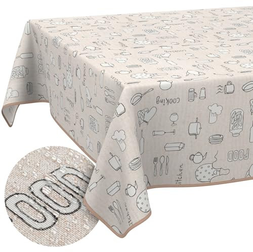Tischdecke aus Stoff Textil abwaschbar Tischwäsche Tischtuch Baumwolle Polyester Kitchen 160x140cm In-/Outdoor Tischdecke