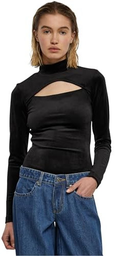 Urban Classics Damen Body Ladies Velvet Cut-Out Turtleneck Body Black 5XL