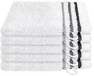 Schiesser Frottier Waschhandschuh Skyline Color im 5er Set | 100% Baumwolle aus nachhaltiger Produktion | saugstark, weich, farbecht | 16x22cm | Weiß