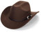 KorhLeoh Westernhut für Damen und Herren, Cowboy-Hut aus Kunstfilz, breite Krempe, Westerngürtel, Schnalle, Panama-Fedora-Hut, Kaffee, 7-7.25