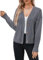 Zeagoo Chaqueta de punto para mujer, cárdigan de punto corto, cuello de pico, chaqueta para mujer, con botones en la parte delantera, abierta, elegante, chaqueta de hombro, top informal, S-XXL, gris