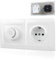 BrightArk Interruttore dimmer per presa 16 A, dimmer con presa, set 2 prese, colore bianco, dimmer con interruttore on/off, per lampade dimmerabili