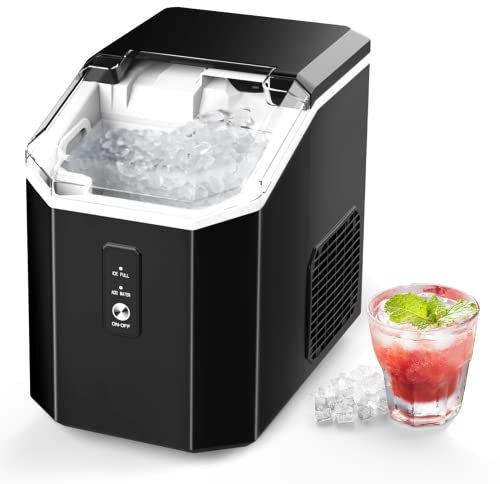 Machine à glaçons - Machine à glace pilée - Portable - Auto-nettoyante - Avec fonctionnement en un clic - Glace à mâcher douce en 7 minutes - 16 kg/24 h - Machine à glace pilée pour la maison