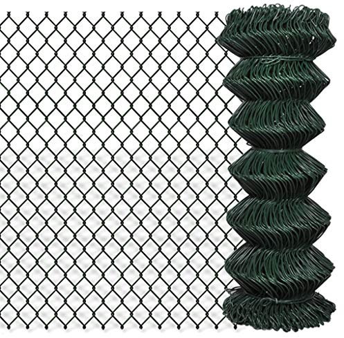 Lechnical Chain Link Fence Steel 1x25 m Green,Chain Link Fence,Garden Fencing,Chain Link Fencing,Garden Fencing Barrier-140349