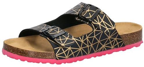 Lico Damen Bioline Platino Pantoletten, Schwarz/Gold, 40 EU
