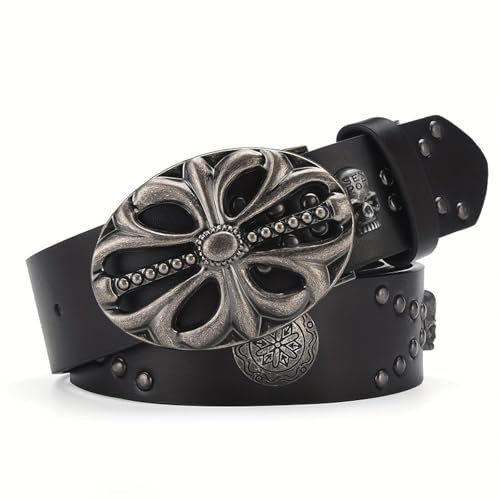 YUEZHAN Gürtel Herren Damen Gürtel Retro Denim Punk Nietengürtel Herrengürtel 1