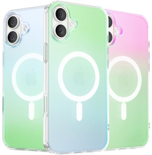 ORNARTO Compatible with iPhone 16 Plus for MagSafe Case,Shockproof Protective Rainbow Case,Wireless Charging Magnetic Phone Cases Cover 6.7 inch-Aurora