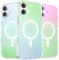 ORNARTO Compatible with iPhone 16 Plus for MagSafe Case,Shockproof Protective Rainbow Case,Wireless Charging Magnetic Phone Cases Cover 6.7 inch-Aurora