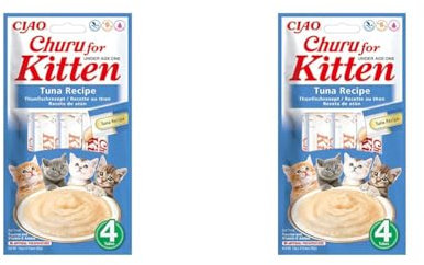 Churu Katzensnacks für Kätzchen Kitten - gesunde Leckerlies für Junge Katzen unter 12 Monaten, Thunfisch (4 Stück x 14g) (Packung mit 2)
