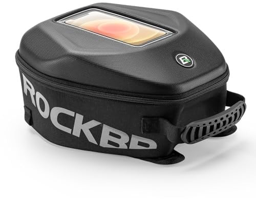 ROCKBROS Borsa Rigida da Serbatoio Moto, Zaino Impermeabile con Copertura Antipioggia, con Porta Cellulare TPU Touchscreen, Grande Capacità 7L, Riflettenti, Accessori Moto