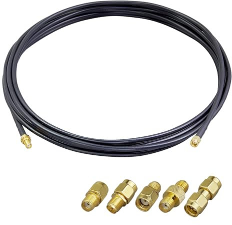ACONRFTOL SMA Kit SMA Mâle vers SMA Femelle Câble Coaxial RG58 5M + 5pcs SMA RF Adaptateur SMA vers SMA/rpsma kit de câble adaptateur pour antenne 3G 4G LTE, Ads - B,GPS