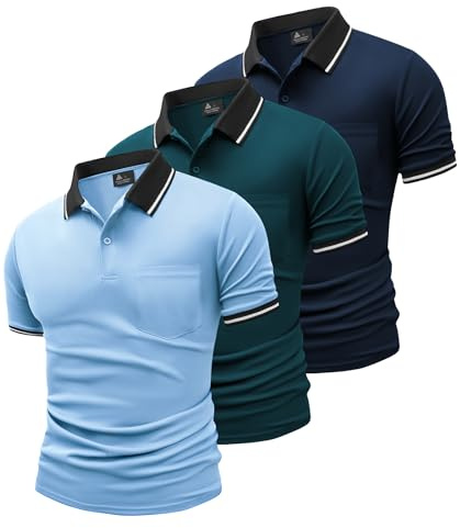 SwissWell 3er Pack Poloshirt Herren Kurzarm Golf Poloshirts Atmungsaktiv T-Shirt für Herren Polo Shirt