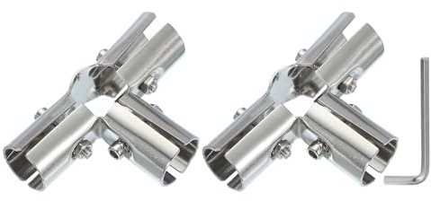 PATIKIL 1 Conector De Abrazadera De Tubo De 4 Vías, 2 Pcs Abrazaderas De Cerca De Cadena De Acero Inoxidable Para Estantes De Barandilla Proyecto Conectores De Tubo, Plateado
