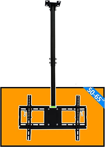 Ceiling Mounted TV Table Stand Bracket for 50 65 Inch Flat Panel TVs Holds Up to 70kg/154 Lbs Swivel Tilt Telescopic Mount Multifunctional Design (0 15° Flip Down)