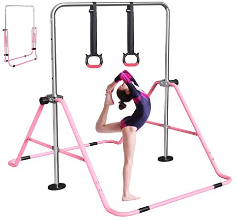 FBSPORT Gymnastikstange Kinder mit Verstellbarer Höhen und Turnen, Faltbarer Gymnastics Bars Turnreck Reckstange Outdoor Indoor, Erweiterbare Junior-Heimausrüstung Stangen für Kinderheimtraining