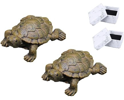 WOO MANTO Schildkröte Figur 6,5cm lang - kleine Tierfigur aus Kunstharz, Dekofigur für Garten/Indoor Flaschengarten Miniteich (2 Stück)