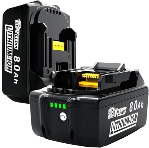 Batteria di ricambio da 8Ah per batteria Makita 18V - 8000mAh Li-ion originale di ricambio compatibile con BL1860B BL1850B BL1850 BL1840 BL1830 BL1815 BL1835 BL1850B BL1845 194205-3 LXT-400 (2 pezzi)