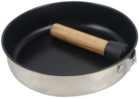 HONITANO Edelstahl Camping Pfanne mit Abnehmbarem Griff Antihaftbeschichtete Flache Bratpfanne für Eier und Steaks Vielseitiges Outdoor Kochgeschirr für Gas Induktionsherde