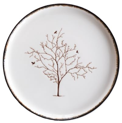 CER-POR Pizza Plates | Large Pizza Plates in Turkish Porcelain Decorated, 2 Pieces of 32 cm (Set of 2 Life Tree)