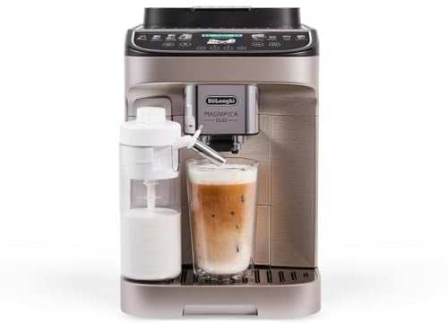 De'Longhi Magnifica Duo – Kaffeevollautomat 20 Getränke Silber | Kaffeemaschine mit LatteCrema Hot & Cool-Milchaufschäumer, Heiße & Kalte Getränke, Cold Brew, Farbdisplay, ECAM332.80.SXB