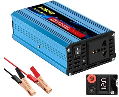 Convertisseur Onduleur Onde Sinusoïdale pour 4000W Robuste Voiture Convertisseur Puissance 12V 220V AC avec Écran LCD Camion Van Camping-Car Onduleur