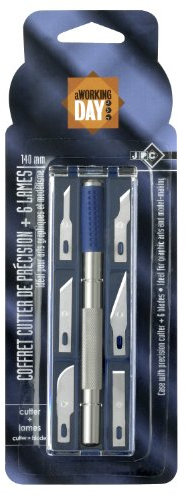 Jpc créations Scalpel Cutter Précision 140 mm + 6 Lames Gris/Bleu