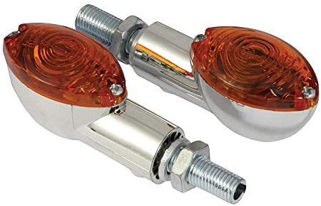 Motorcycle Mini Cat Eye Indicators With Chrome Body And Amber Lens