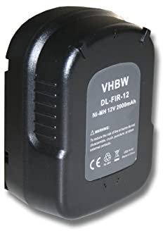vhbw Akku kompatibel mit Black & Decker CDC120ASB, CP122K, CP122KB, CP12K, CP12KB, EPC126 Elektrowerkzeug (2000mAh NiMH 12 V)