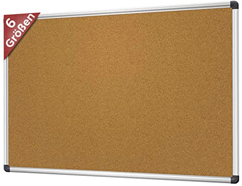 VISCOM Kork-Pinnwand Groß - 90 x 120 cm - Korktafel mit Aluminium-Rahmen in 6 Größen - Pinnwand für Notizen - hochwertiges natürliches Kork