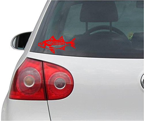 INDIGOS UG Aufkleber - Autoaufkleber - JDM - Die Cut - Fish - Fishing Bass Trout - Auto, Truck, Notebook, Laptop, Vinyl - Folie Decal Sticker - rot - 190mmx91mm