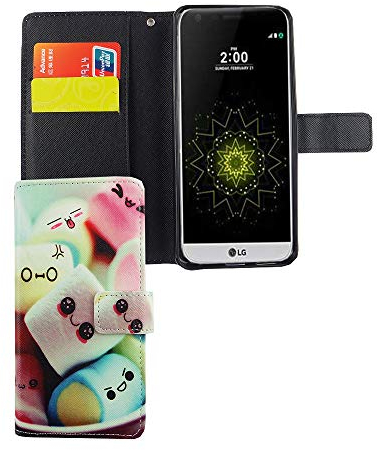 König Design Handyhülle Kompatibel mit LG G6 Handytasche Schutzhülle Tasche Flip Case mit Kreditkartenfächern - Marshmallows